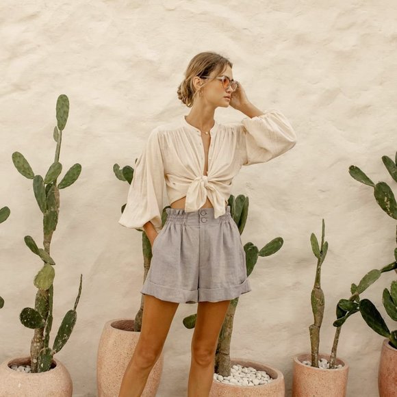 Pocketed Elastic Waist Shorts - Picture 3 of 6